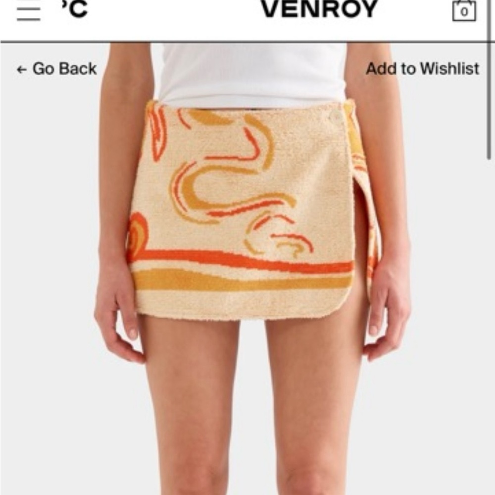 Venroy Women's Jacquard Terry Mini Skirt - Rio Surf Cream and Orange Skirt